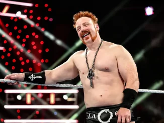 Sheamus steht lächelnd im WWE-Ring