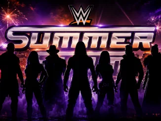 Mehrere nicht ersichtliche WWE Stars vor dem offiziellen WWE SummerSlam 2026 Logo
