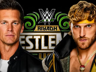 WrestleMania 43 Grafik mit Tom Brady und Logan Paul
