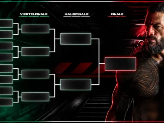 Roman Reigns vor dem Turnierbaum des mexikanischen Tournaments
